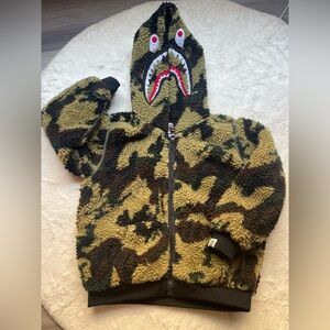 Bape kids Camo Shark Face Sherpa Hoodie
